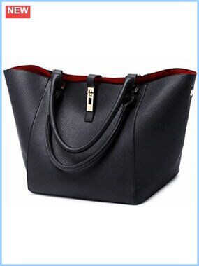 Large Waterproof Vegan Leather Work Tote Bag Women Big Bucket Purse Shoulder Bag